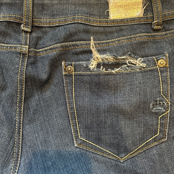 Imperial Star Distressed Flare Jeans in Dark Blue - Picture 6 of 6